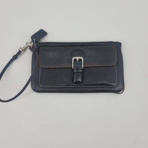 Coach Black Leather Wristlet Clutch Bag Purse